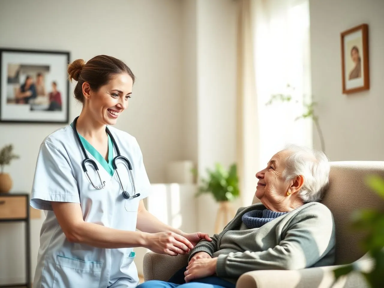AmbuMed nurse with an elderly patient at home